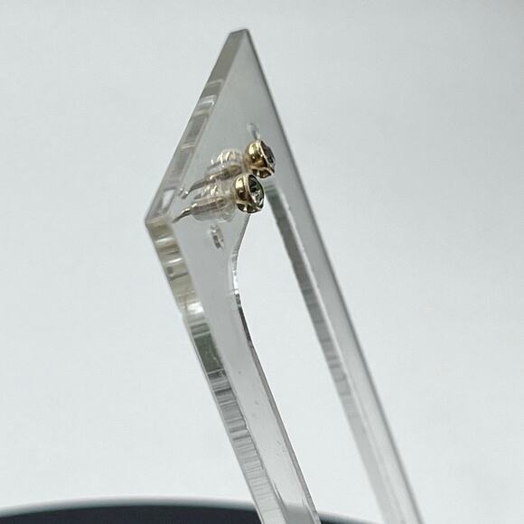 Designer Signed 14kt Yellow Gold 3mm Bezel CZ‎ Studs Earrings - Picture 5 of 12